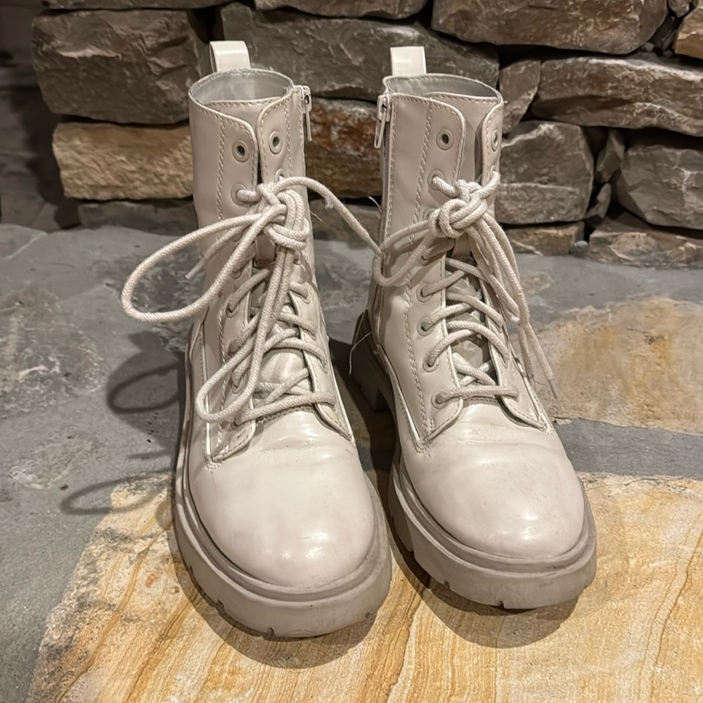 Cream combat boots from No Boundaries, size 6